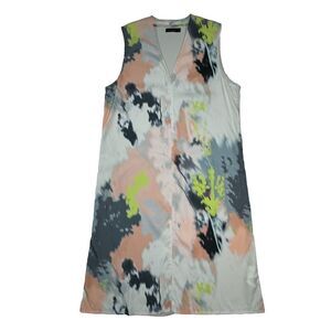 Calvin Klein Jeans Grey Shift Dress Abstract Colors Midi Size Medium Sleeveless